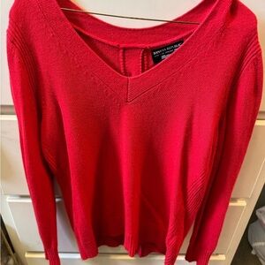 Banana Republic Red V-Neck Back Button Sweater
